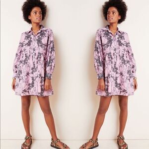 Anthropologie Lavinia Embroidered Shirtdress Size 4